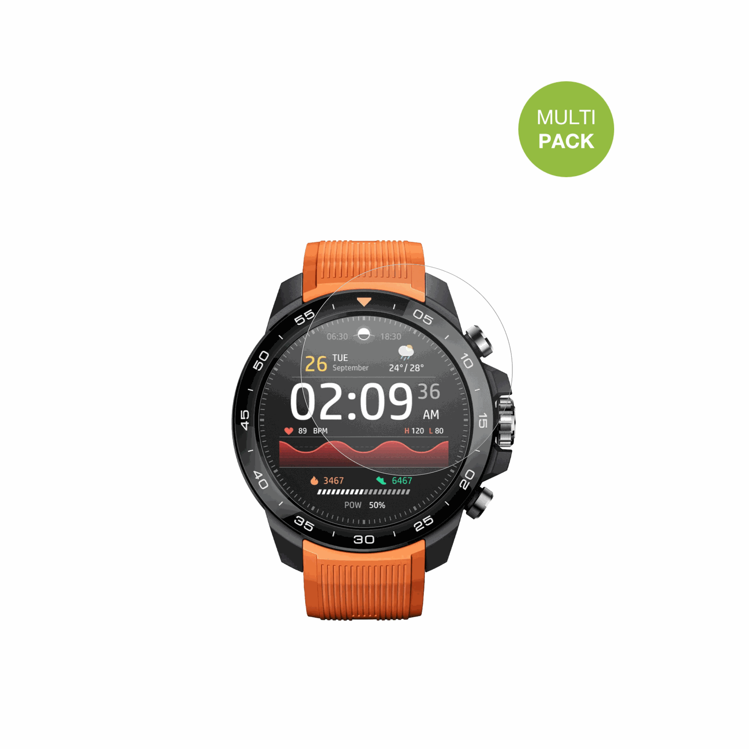 XiaomiMibro GS Explorer S mit aufgebrachter dipos Displayschutzfolie, die l�stige Fingerabdr�cke minimiert