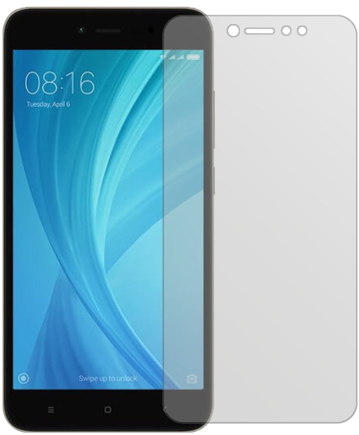 XiaomiNote 5A Prime mit aufgebrachter dipos Displayschutzfolie, die lästige Fingerabdrücke minimiert