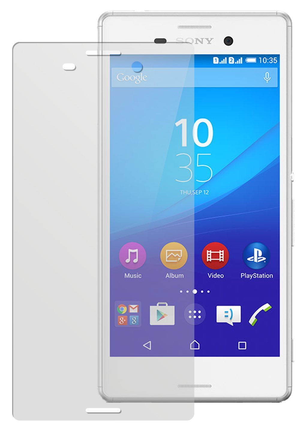 Xperia M4 AquaSony mit aufgebrachter dipos Displayschutzfolie, die lästige Fingerabdrücke minimiert