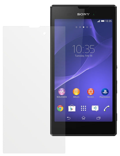 Xperia T3Sony mit aufgebrachter dipos Displayschutzfolie, die lästige Fingerabdrücke minimiert