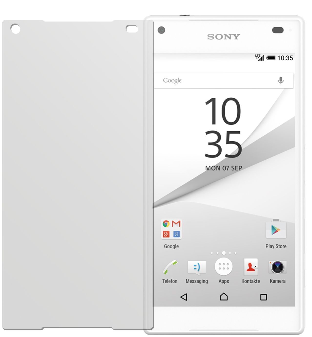 Xperia Z5 CompactSony mit aufgebrachter dipos Displayschutzfolie, die lästige Fingerabdrücke minimiert