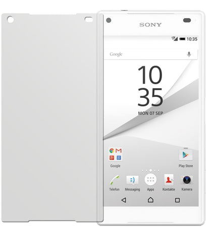 Xperia Z5 CompactSony mit aufgebrachter dipos Displayschutzfolie, die lästige Fingerabdrücke minimiert