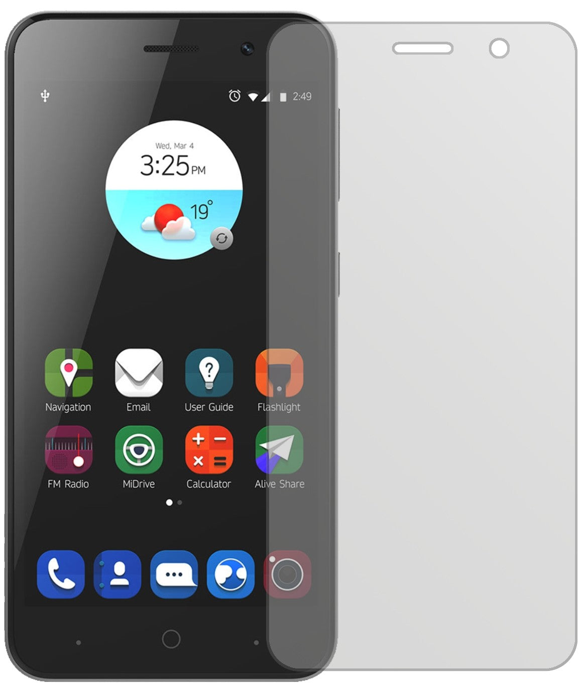 ZTEBlade A520 mit aufgebrachter dipos Displayschutzfolie, die lästige Fingerabdrücke minimiert