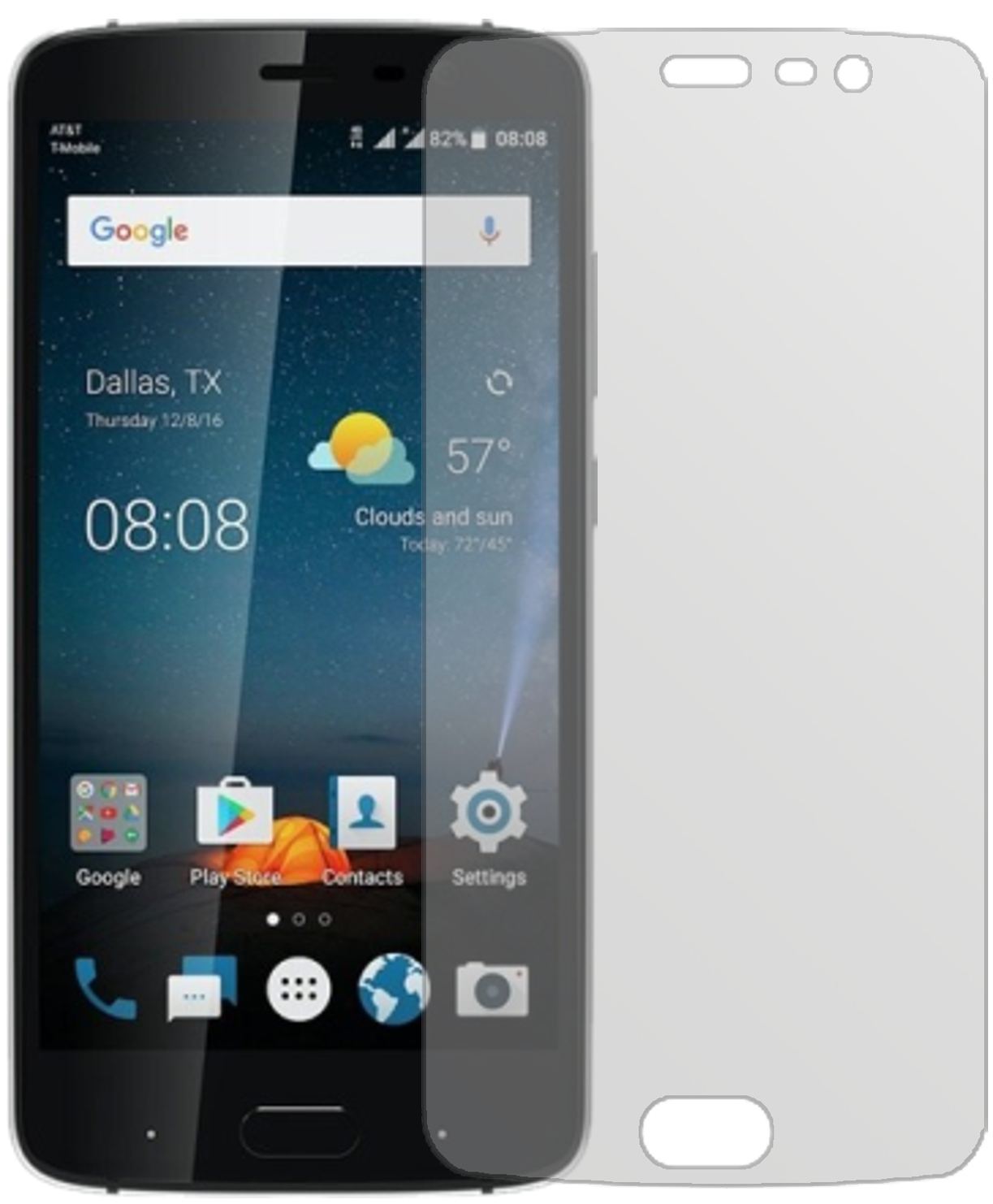 ZTEBlade V8 Pro mit aufgebrachter dipos Displayschutzfolie, die lästige Fingerabdrücke minimiert