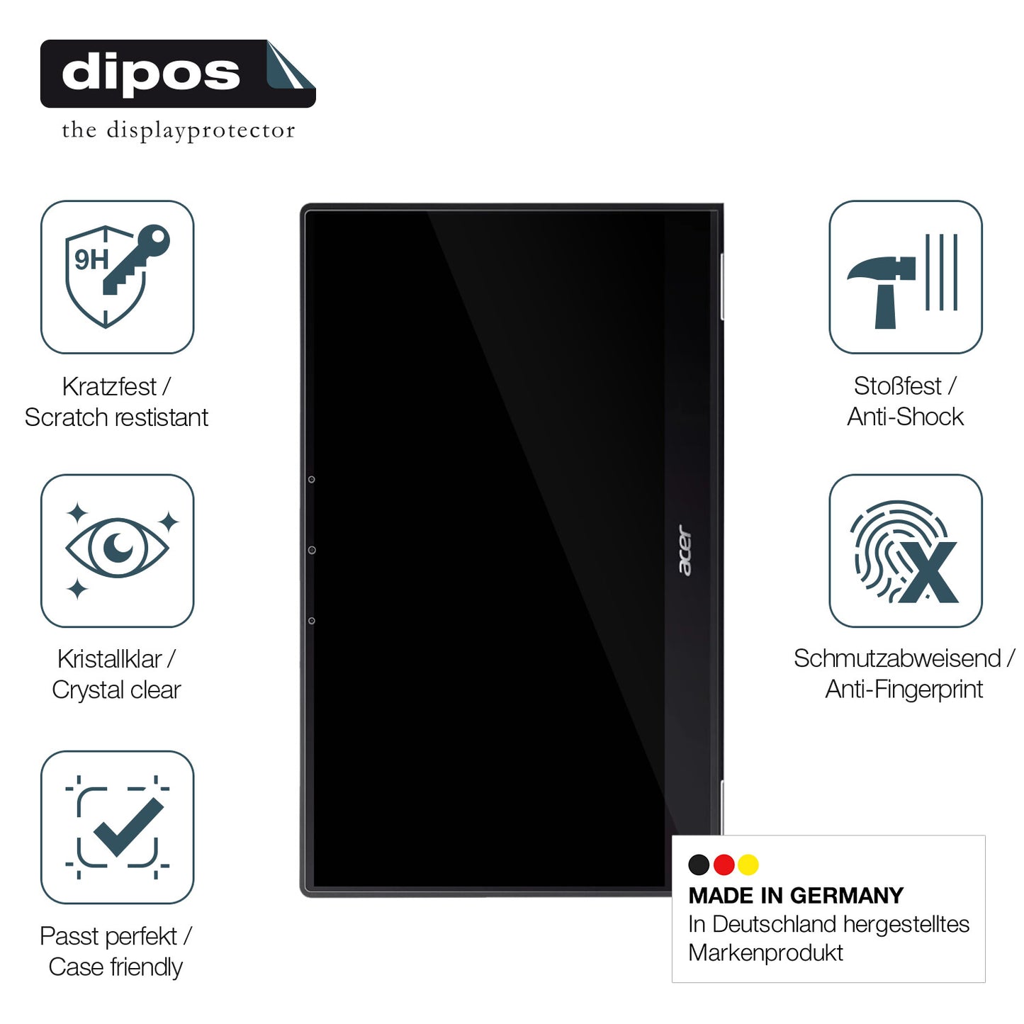 Displayschutz hergestellt in Deutschland, höchste Qualität made in Germany