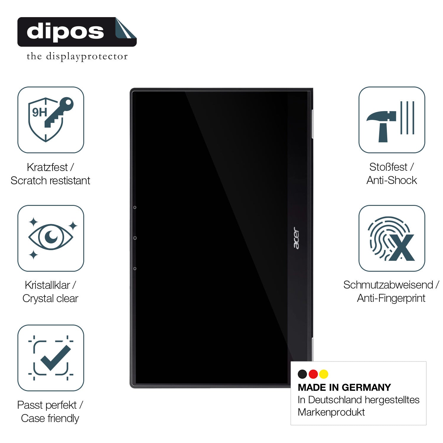 Displayschutz hergestellt in Deutschland, höchste Qualität made in Germany