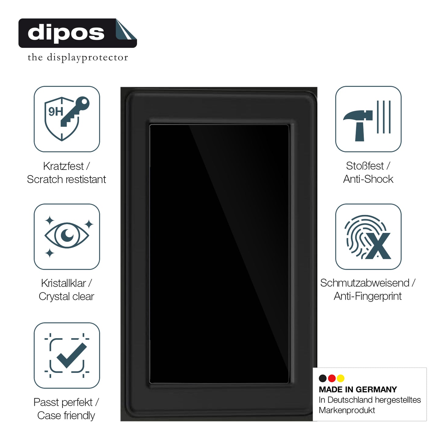 Displayschutz hergestellt in Deutschland, höchste Qualität made in Germany