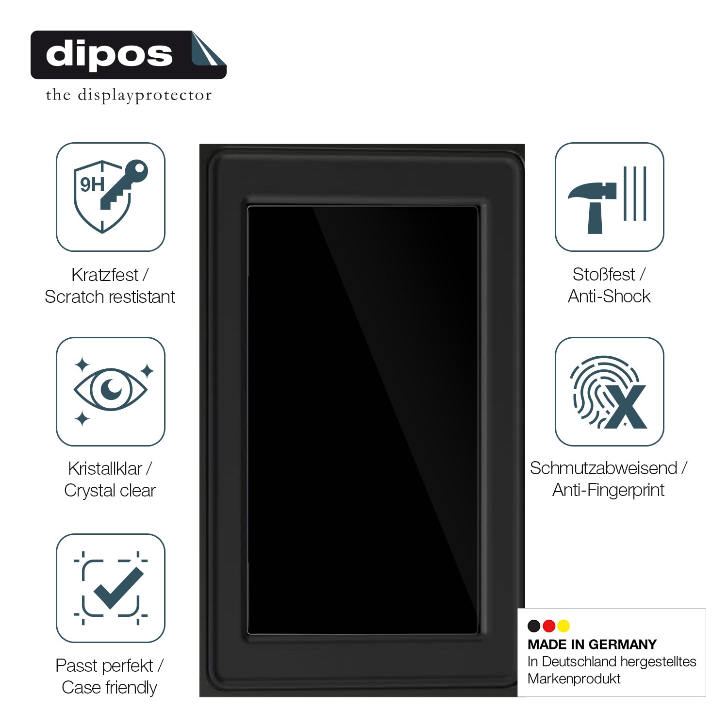 Displayschutz hergestellt in Deutschland, höchste Qualität made in Germany