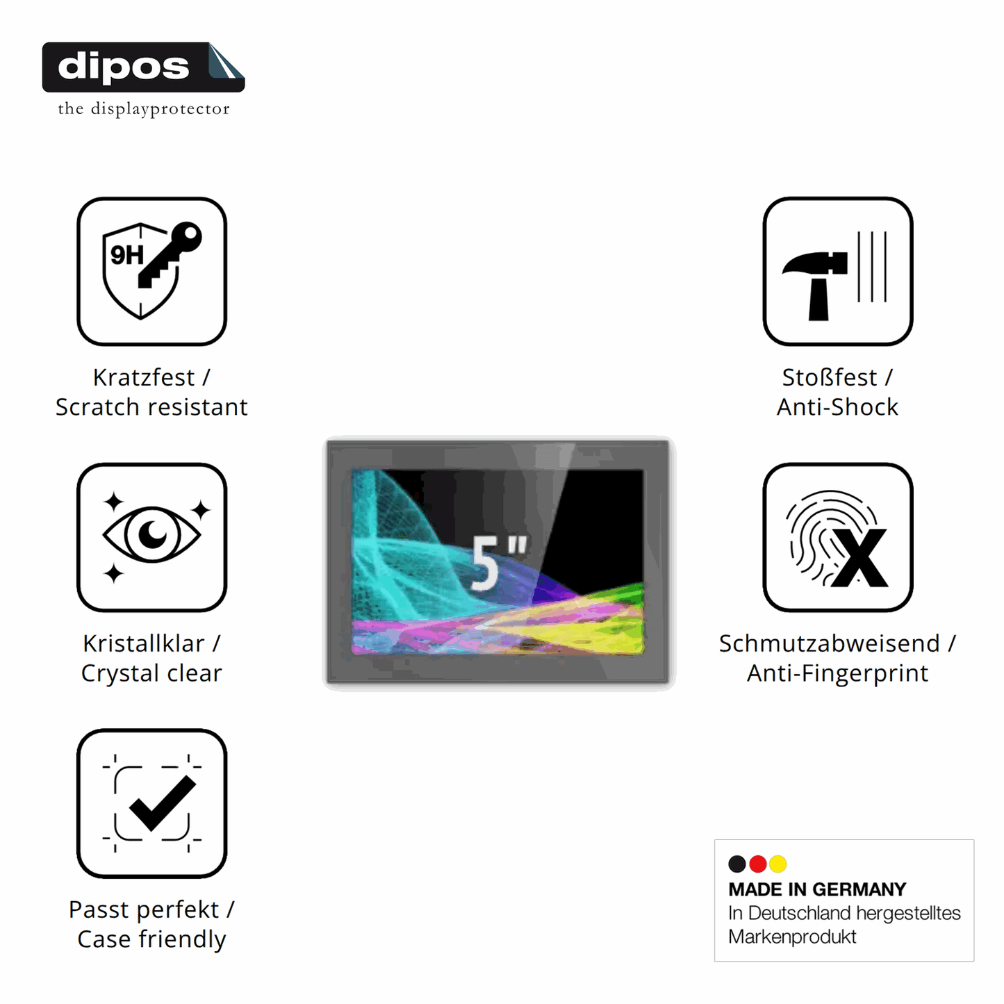 Displayschutz hergestellt in Deutschland, höchste Qualität made in Germany