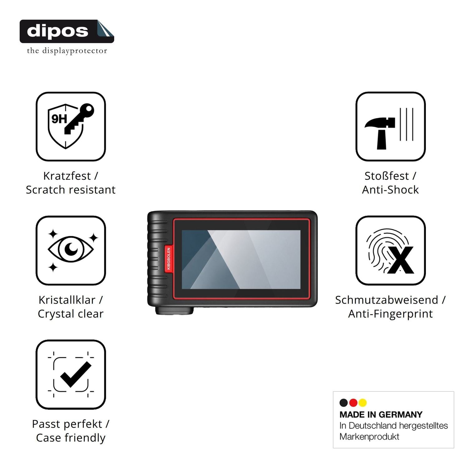 Displayschutz hergestellt in Deutschland, höchste Qualität made in Germany