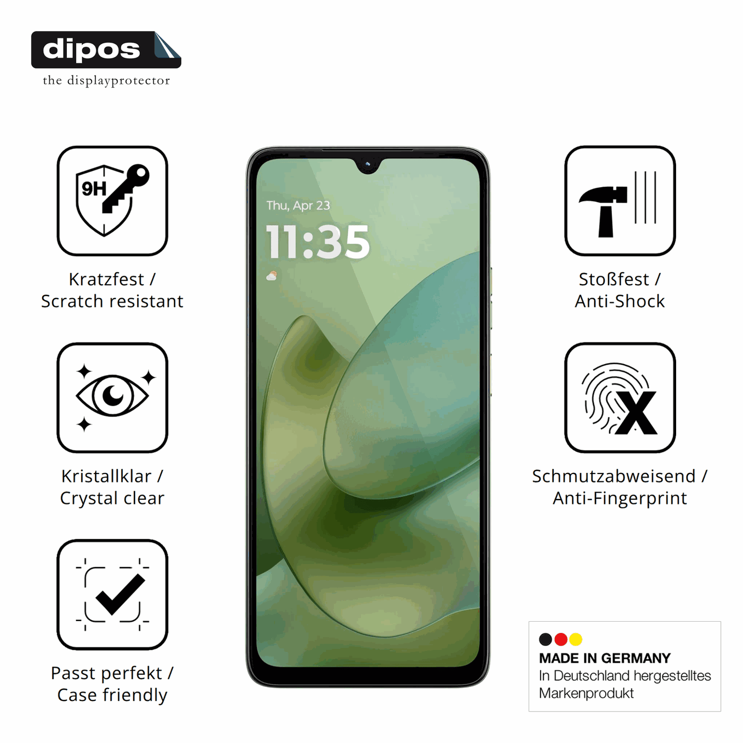 AcclaFitD2 1.38 Zoll mit aufgebrachter dipos Panzerfolie, die l�stige Fingerabdr�cke minimiert