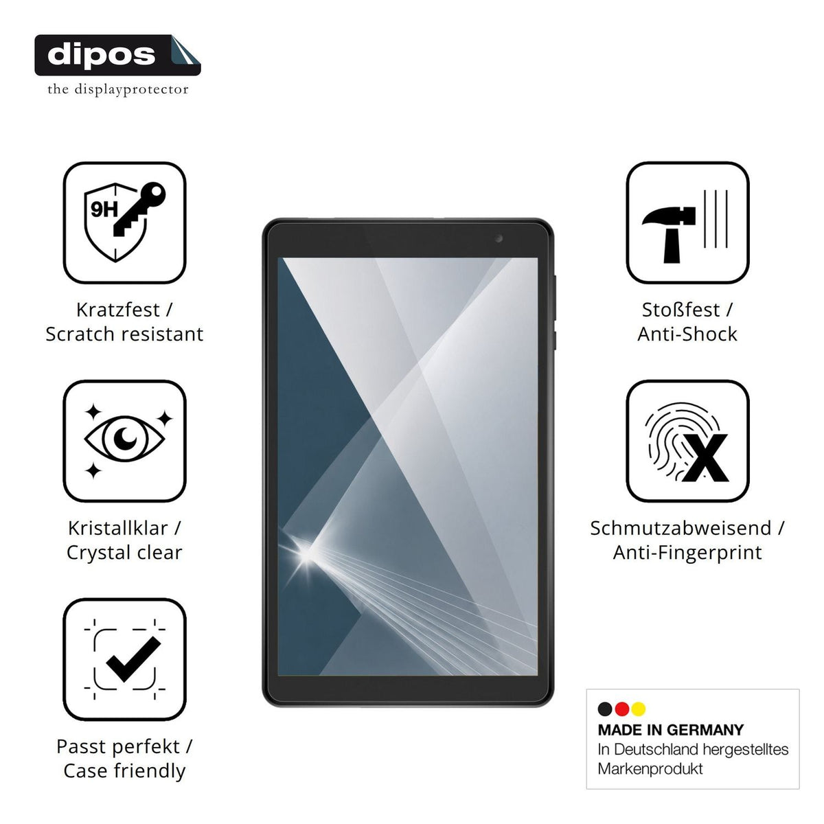 Displayschutz hergestellt in Deutschland, höchste Qualität made in Germany