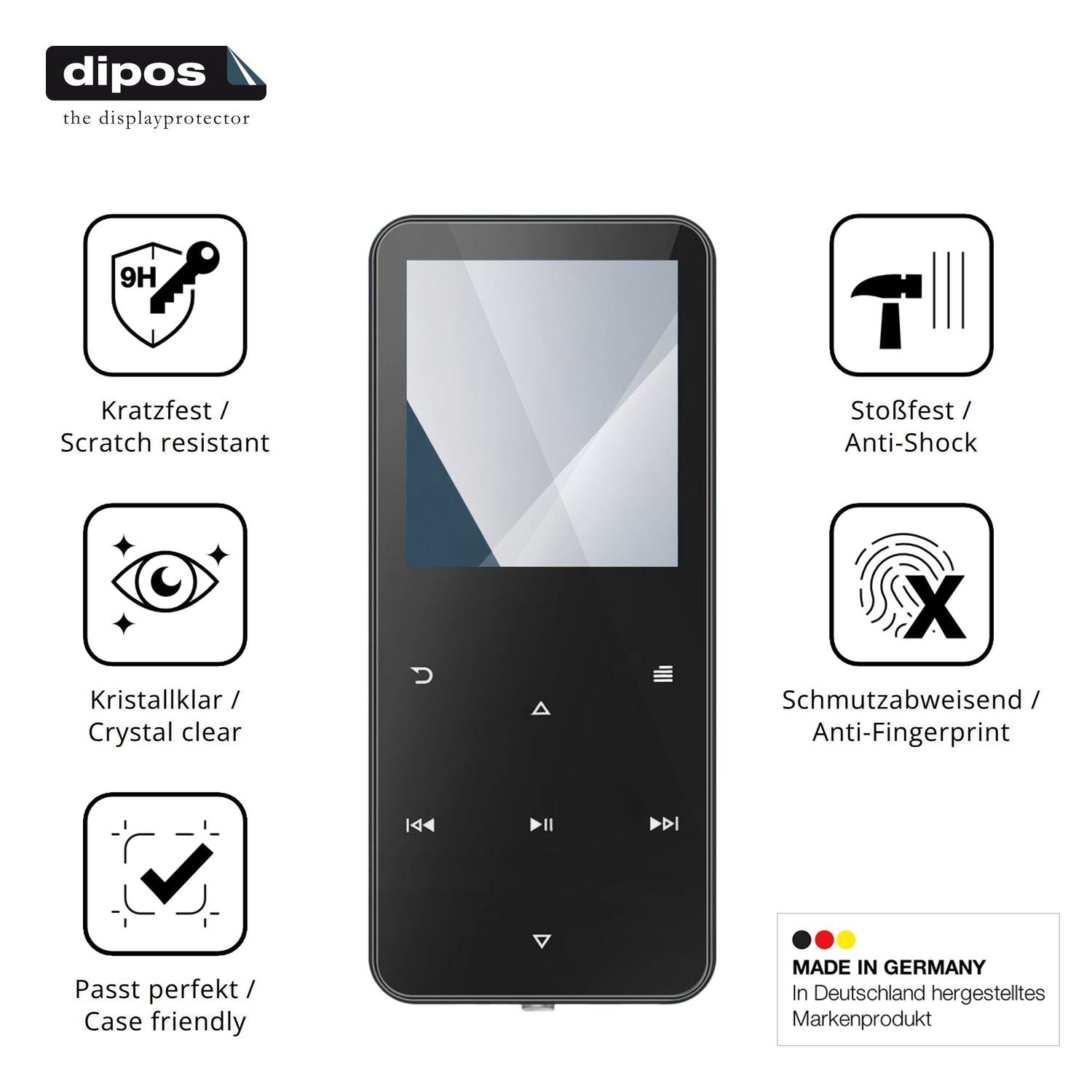 Klare Displayschutzfolie von dipos passend für Skibiles M15, 9H kratzfest und blasenfrei montiert
