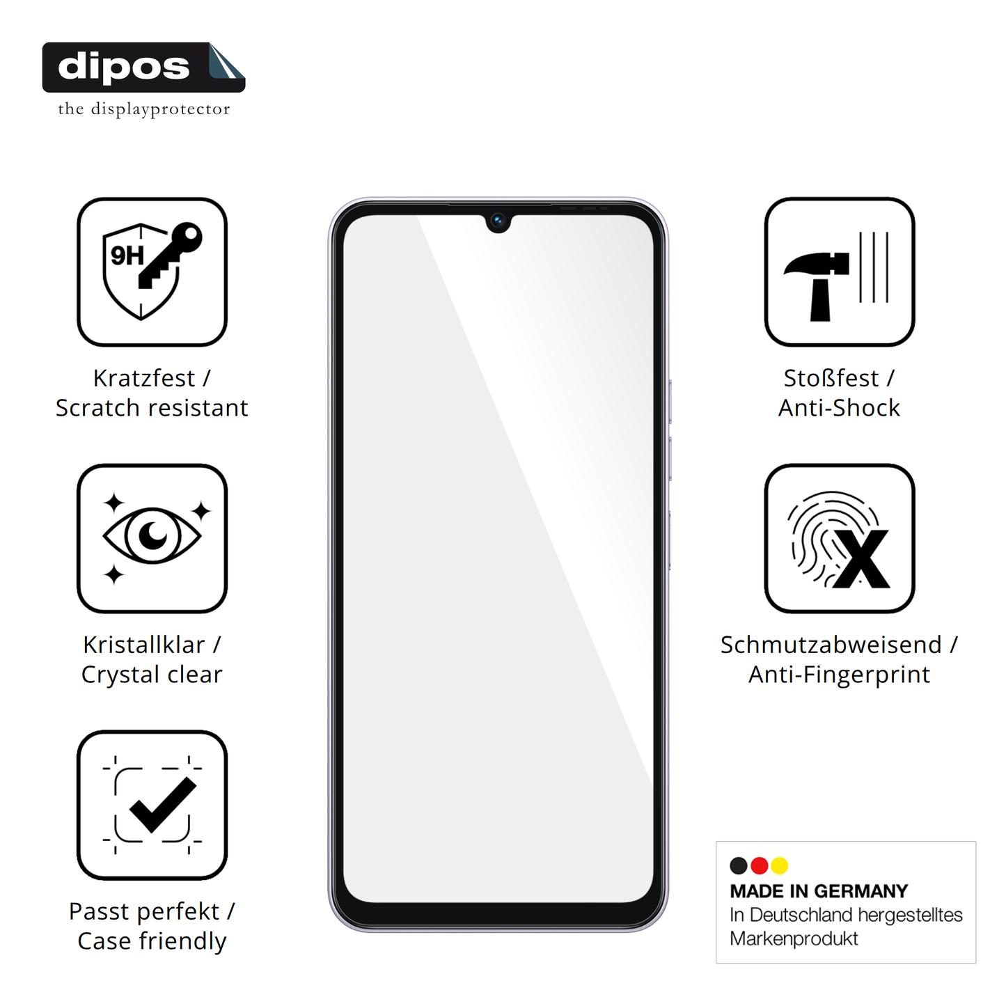 Displayschutz hergestellt in Deutschland, höchste Qualität made in Germany