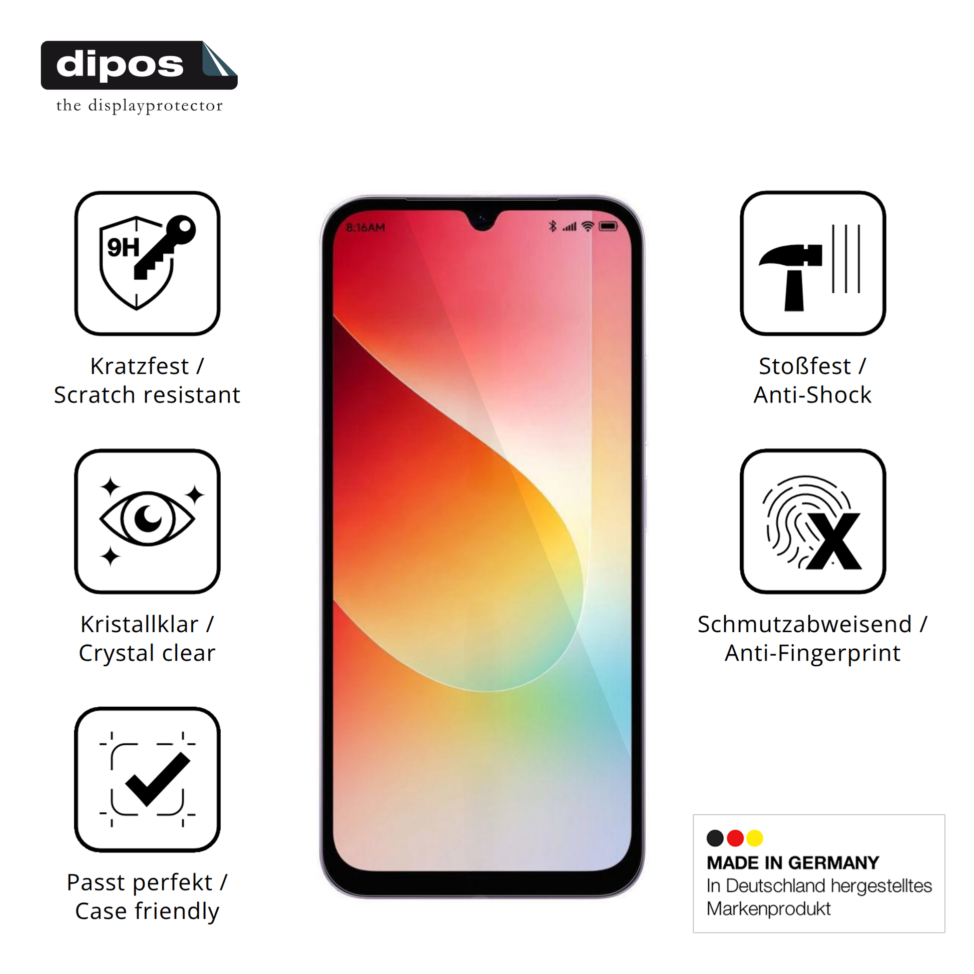 Displayschutz hergestellt in Deutschland, höchste Qualität made in Germany