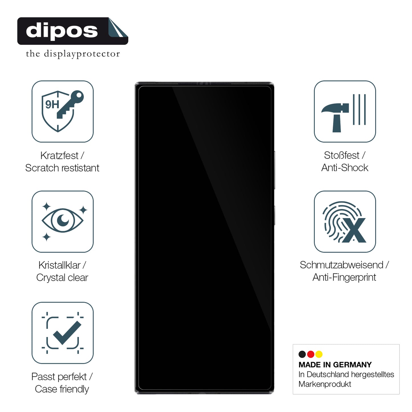 Displayschutz hergestellt in Deutschland, höchste Qualität made in Germany