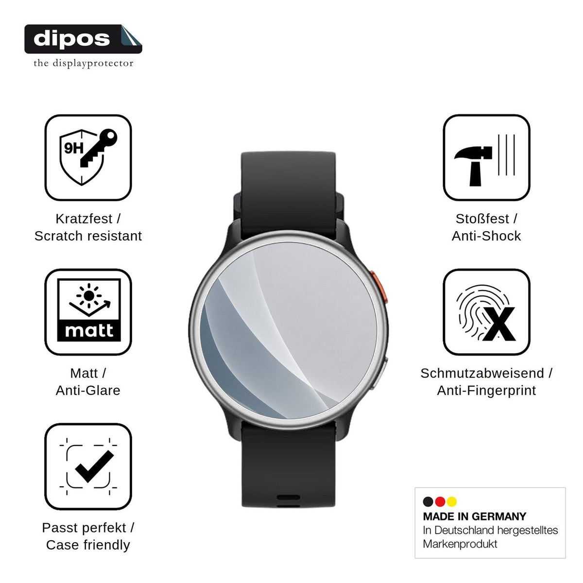 2x 9H Schutzfolie matt für aeac 1.27 Smartwatch Panzerfolie