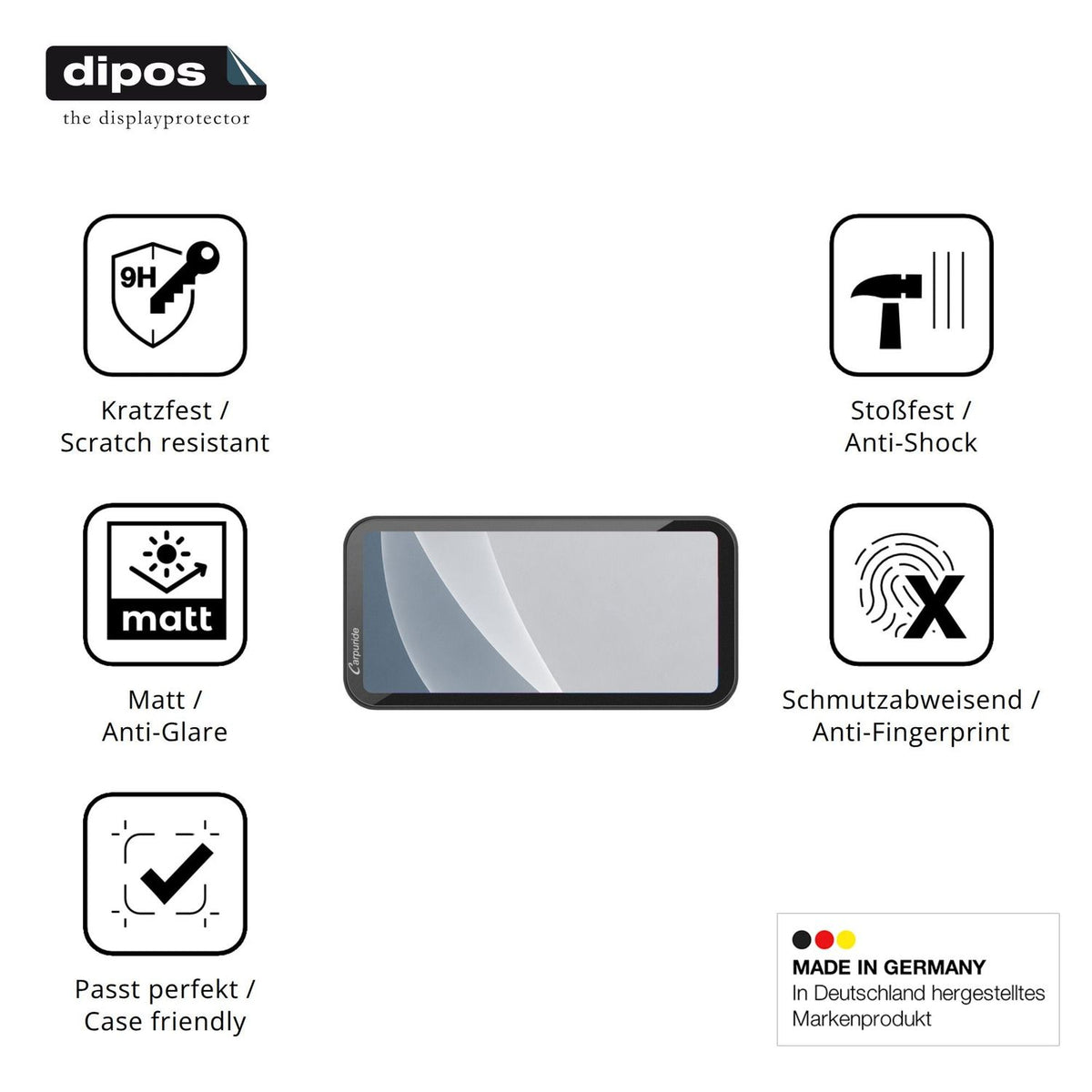 Displayschutz hergestellt in Deutschland, höchste Qualität made in Germany