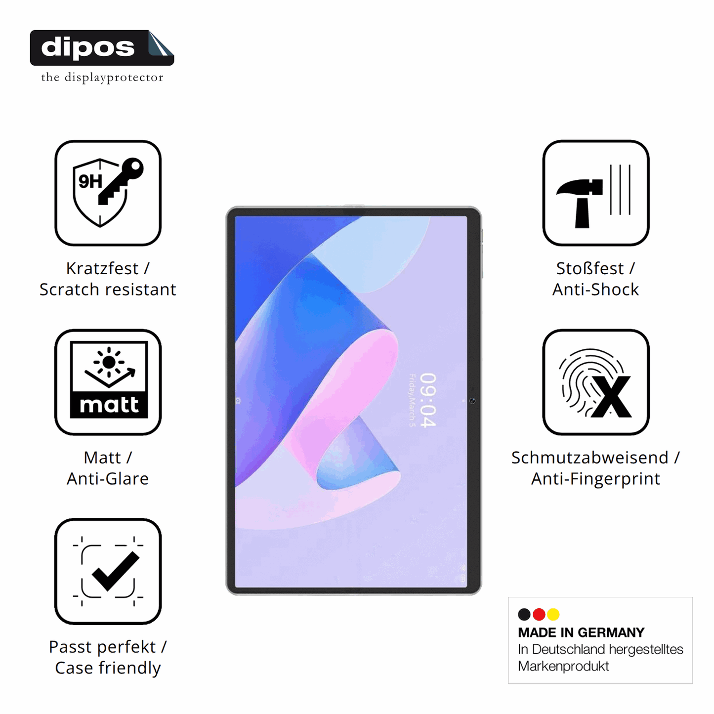 Displayschutz hergestellt in Deutschland, höchste Qualität made in Germany