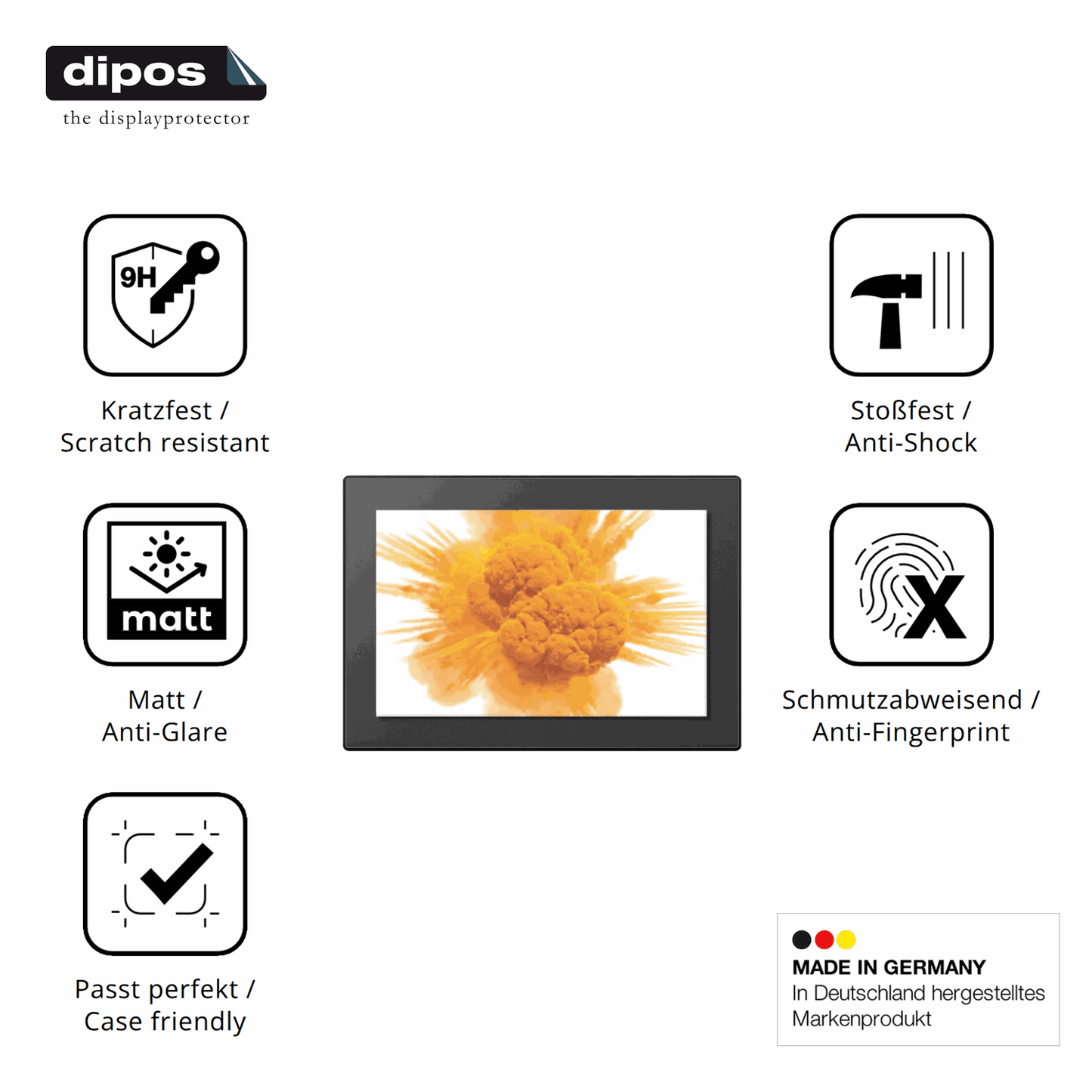 Displayschutz hergestellt in Deutschland, höchste Qualität made in Germany
