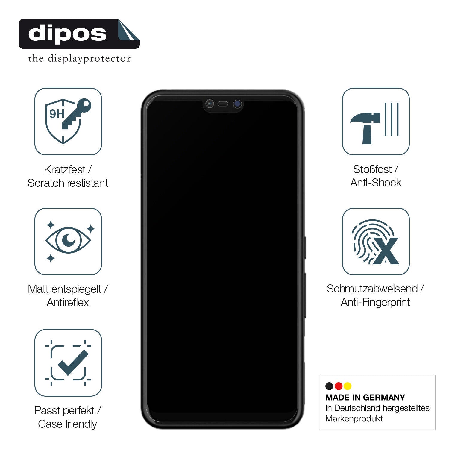 Displayschutz hergestellt in Deutschland, höchste Qualität made in Germany
