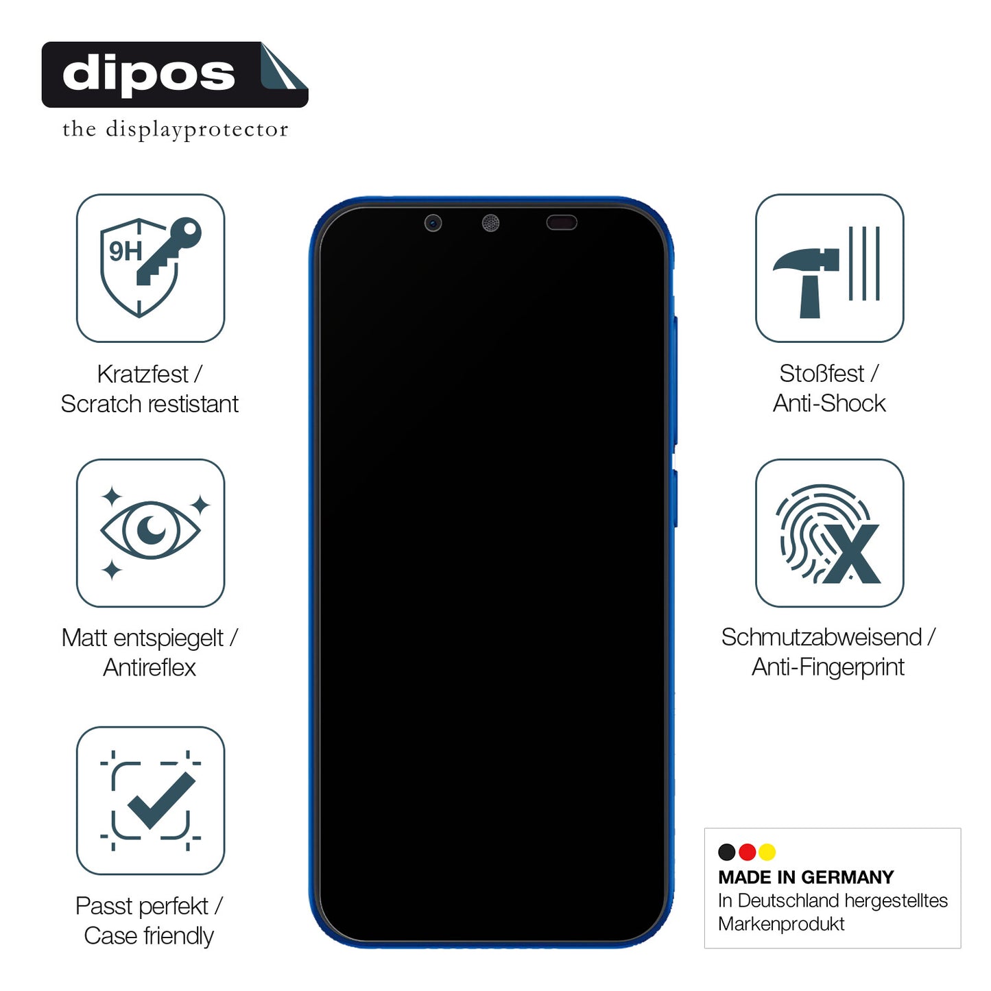 Displayschutz hergestellt in Deutschland, höchste Qualität made in Germany