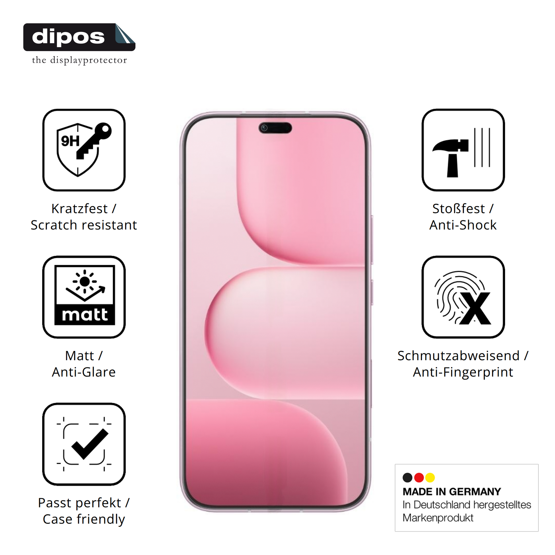 Displayschutz hergestellt in Deutschland, höchste Qualität made in Germany