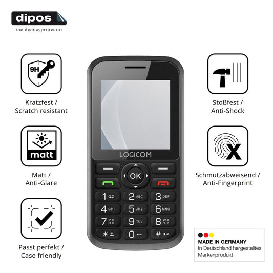 Matte Displayschutzfolie von dipos passend für Logicom Posh S85, 9H kratzfest und blasenfrei montiert