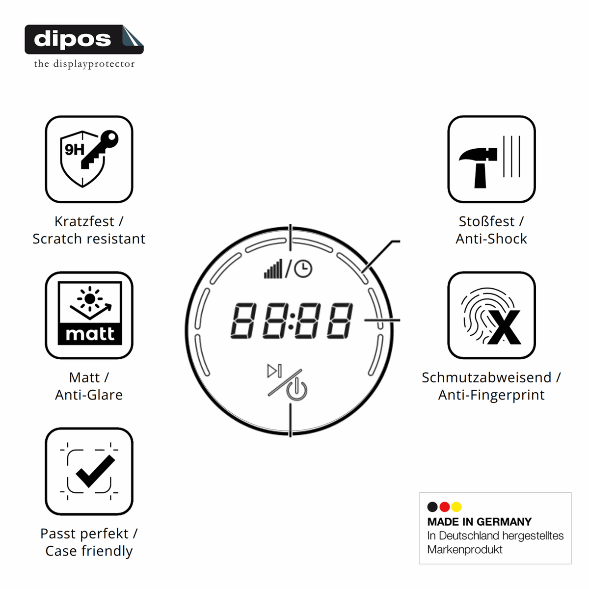 Displayschutz hergestellt in Deutschland, höchste Qualität made in Germany
