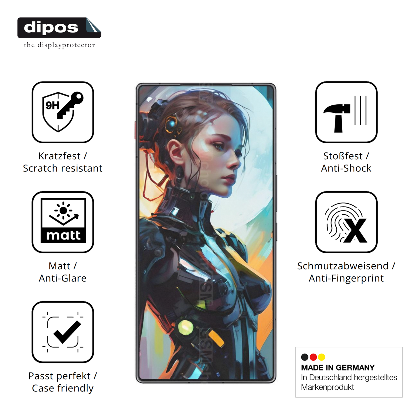 Displayschutz hergestellt in Deutschland, höchste Qualität made in Germany