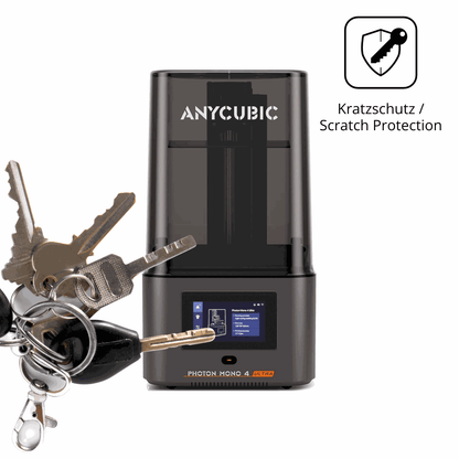 Schutz gegen Kratzer auf dem Anycubic Photon Mono 4 Glas durch Schlüssel oder Ähnliches
