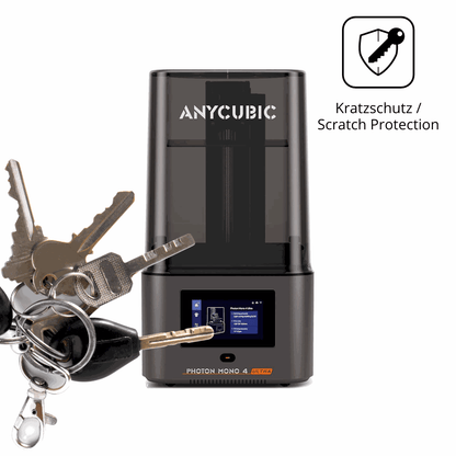 Schutz gegen Kratzer auf dem Anycubic Photon Mono 4 Glas durch Schlüssel oder Ähnliches
