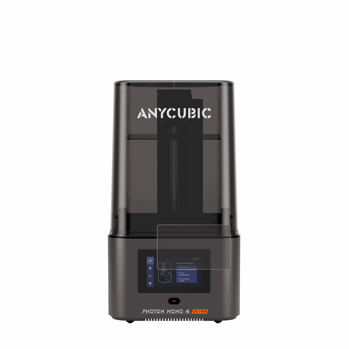 AnycubicPhoton Mono 4 Ultra mit aufgebrachtem dipos Displayschutz, der seitliche Einblicke blockiert