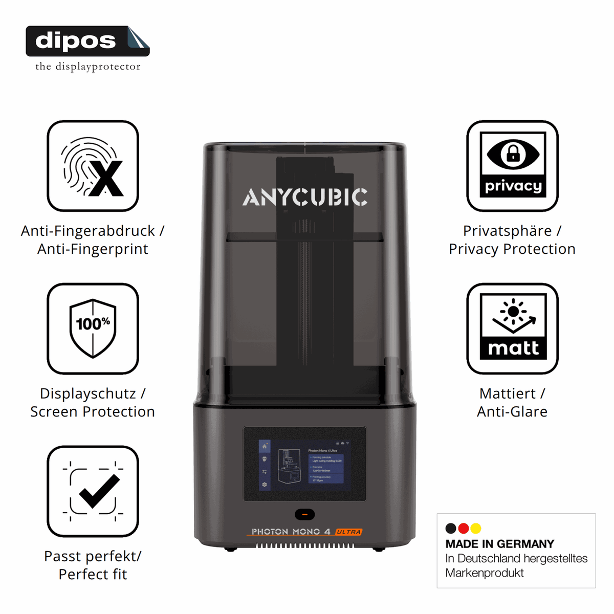 Privatsphäre-Schutz durch Sichtschutz-Folie passend zugeschnitten für Anycubic Photon Mono 4 Ultra