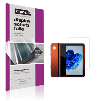 Klare Displayschutzfolie von dipos passend für AOOSTAR G-FLIP H255, präziser Zuschnitt und blasenfrei montiert