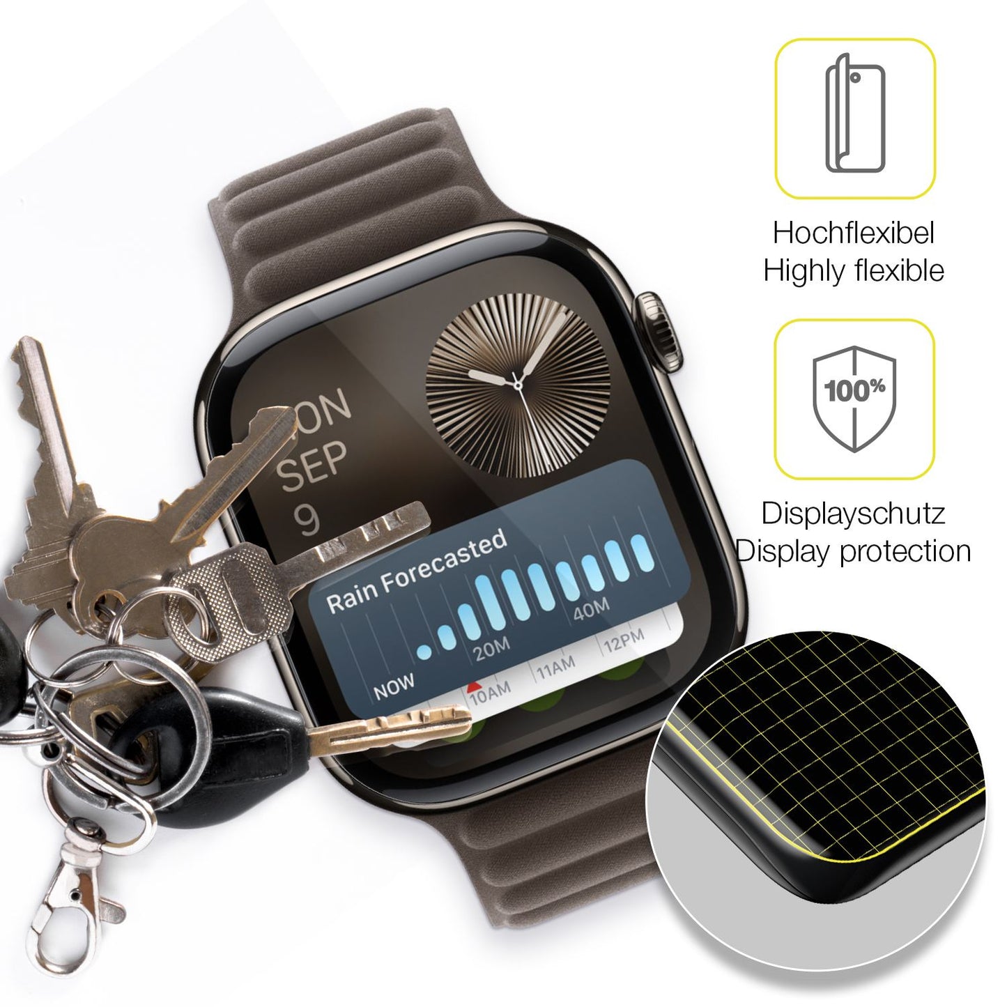 dipos Displayschutz für Apple Watch SE 3 44mm, transparente Oberfläche, geringe Dicke und perfekte Passform