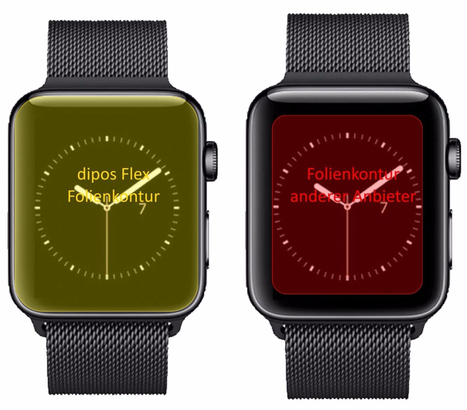 dipos Displayschutz für Apple Watch Series 3 38mm, transparente Oberfläche, geringe Dicke und perfekte Passform