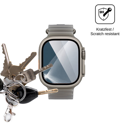 dipos Displayschutz für Apple Watch Ultra 4, transparente Oberfläche, perfekte Passform auch für die Rundungen
