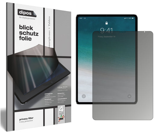 Blickschutzfolie von dipos passend für Apple iPad Pro 12.9 Zoll LTE (2020), präziser Zuschnitt und blasenfrei montiert