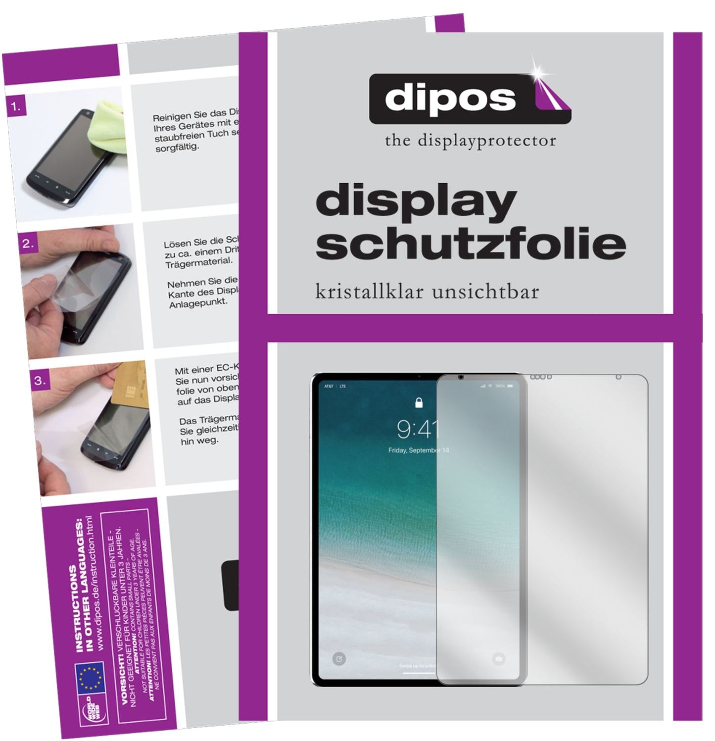 2x Schutzfolie klar für Apple iPad Pro 12.9 Zoll Wifi (2020) Display-Schutzfolie