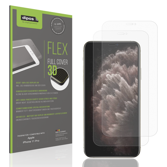 Matte Displayschutzfolie von dipos passend für Apple iPhone 11 Pro, 100% Displayabdeckung und blasenfreie Montage