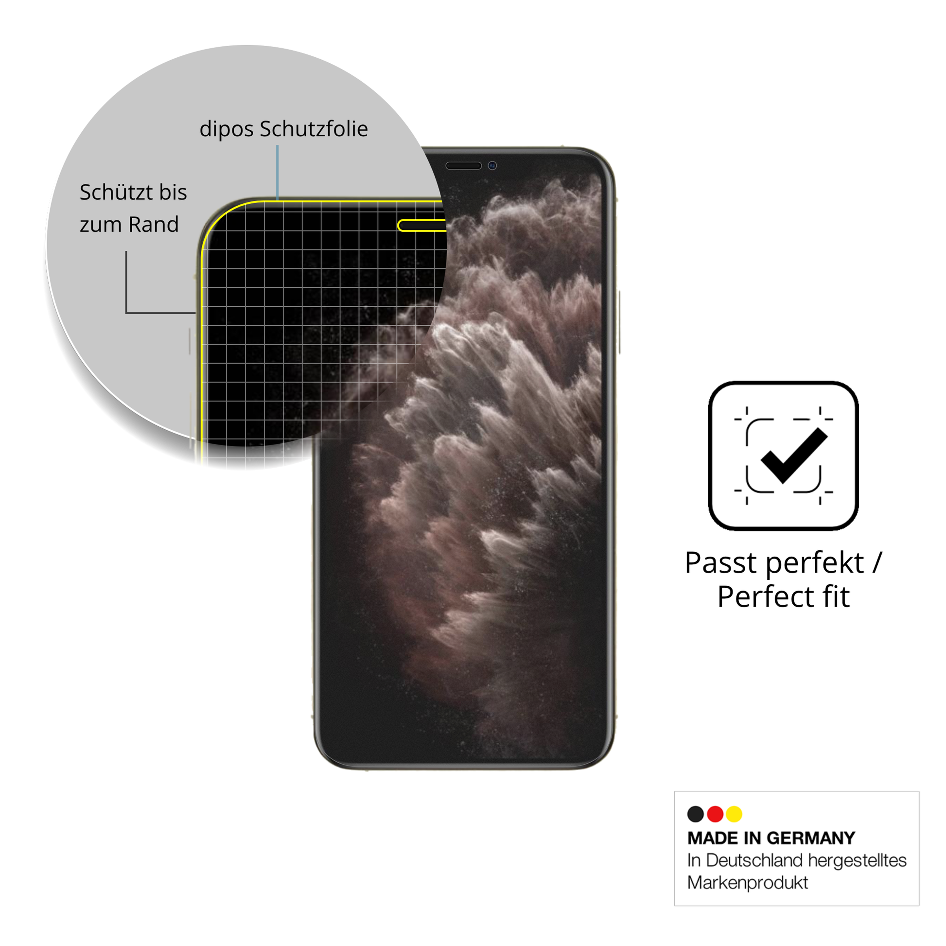 Besonders flexibler Displayschutz mit Anti-Shock-Schicht im Materialmix