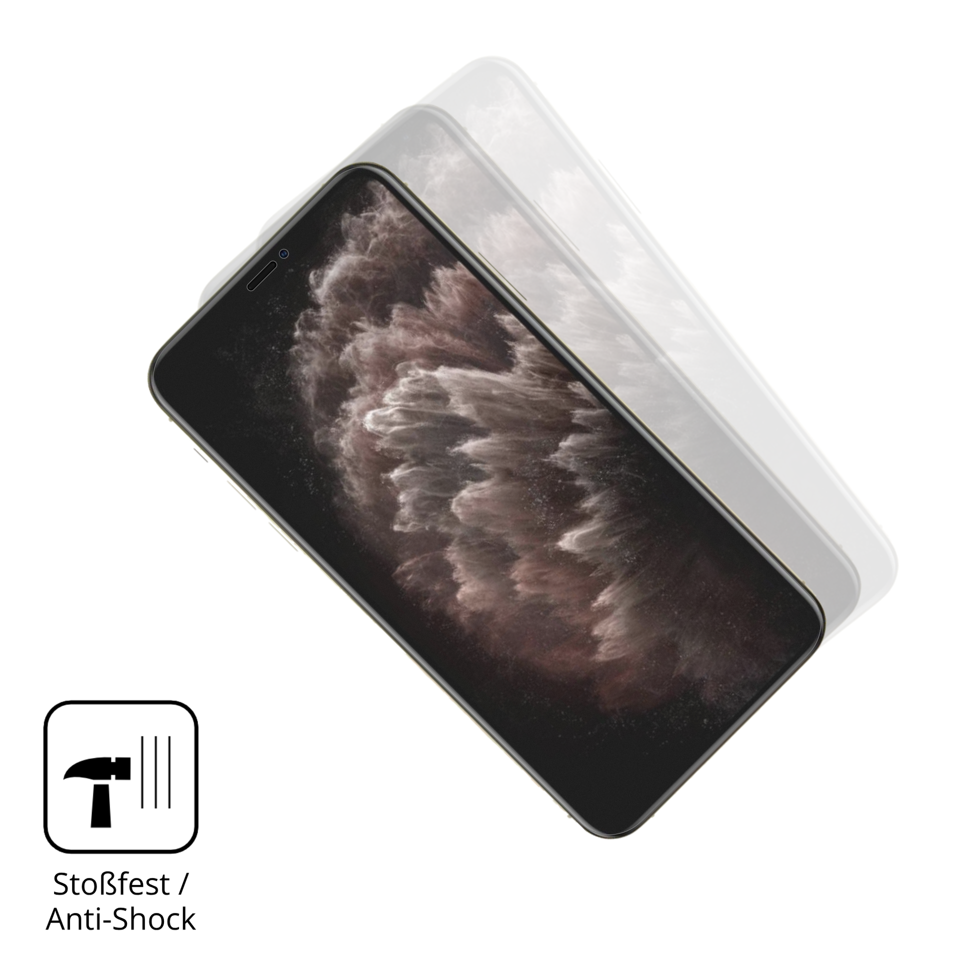 Schutz gegen Kratzer auf dem Apple iPhone 11 Pro Glas durch Schlüssel, Stöße gegen die Tischkante oder Stürze