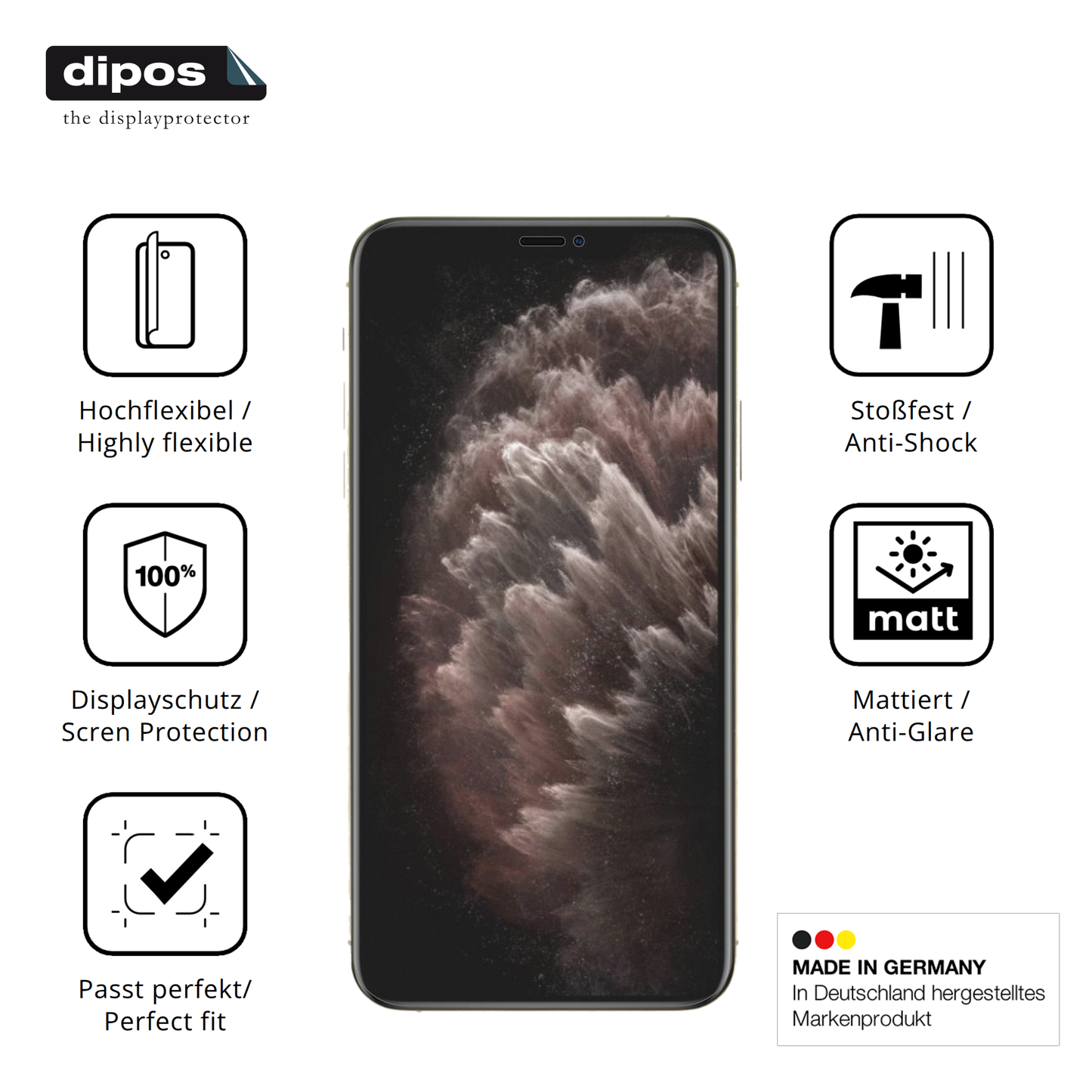 Displayschutz hergestellt in Deutschland, höchste Qualität made in Germany