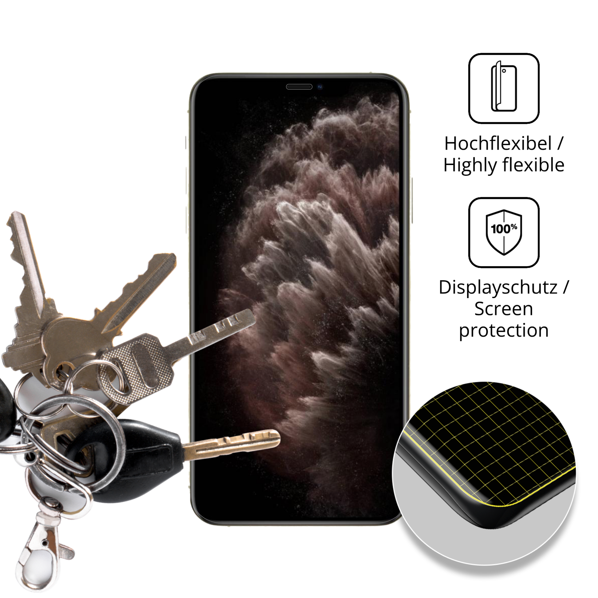 dipos Displayschutz für Apple iPhone 11 Pro Max, transparente Oberfläche, geringe Dicke und perfekte Passform