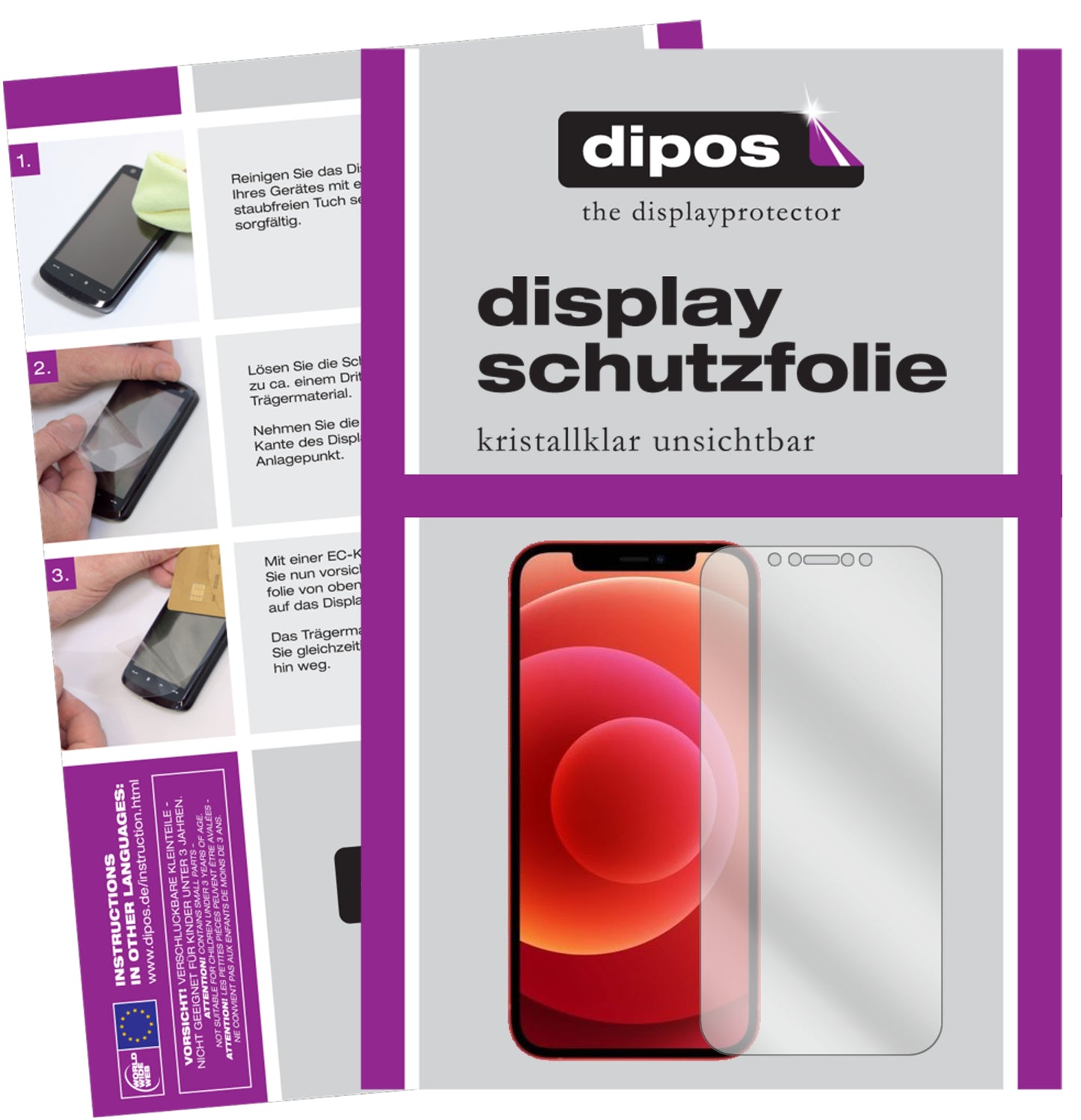 2x Schutzfolie klar für Apple iPhone 12 Display-Schutzfolie