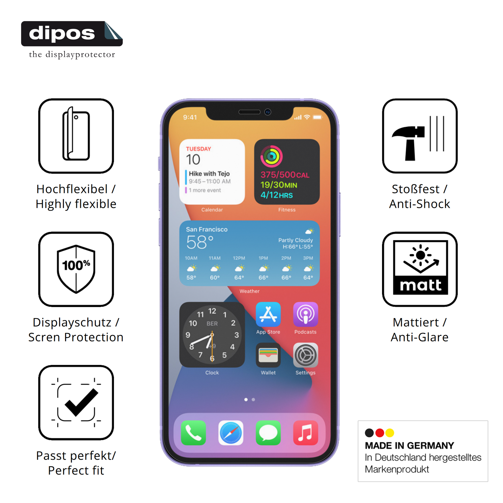 Displayschutz hergestellt in Deutschland, höchste Qualität made in Germany
