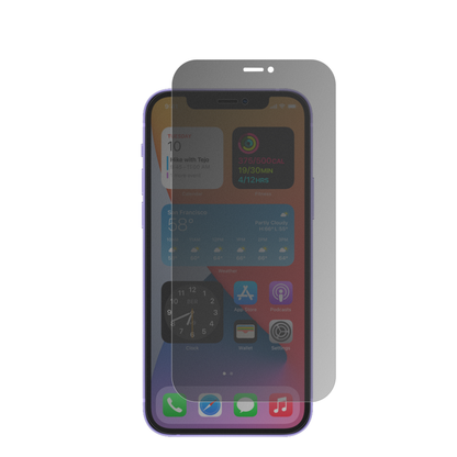 AppleiPhone 12 mit aufgebrachter dipos Flex Schutzfolie, die seitliche Einblicke blockiert