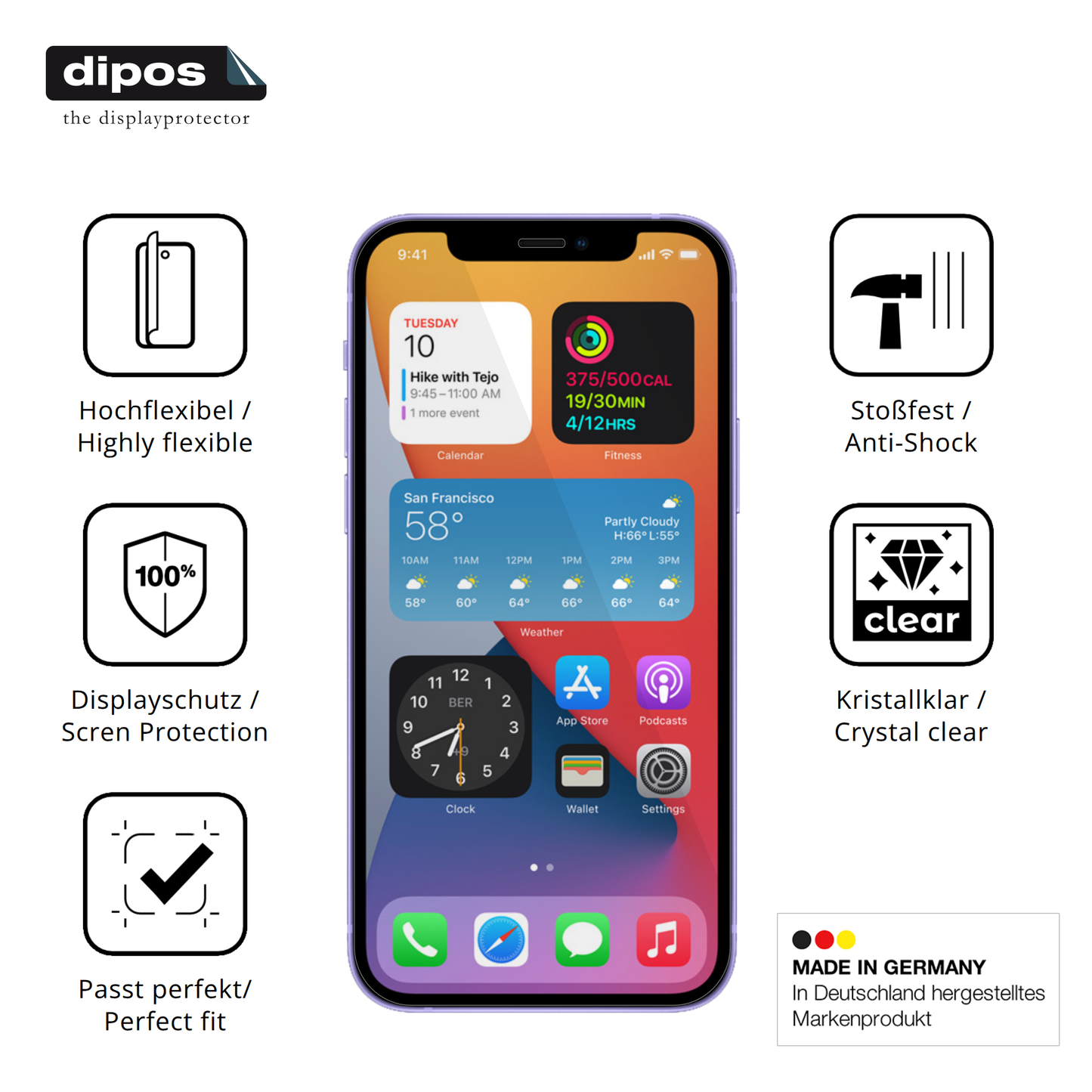 Displayschutz hergestellt in Deutschland, höchste Qualität made in Germany