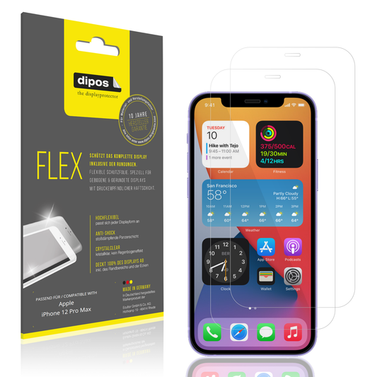 Klare Displayschutzfolie von dipos passend für Apple iPhone 12 Pro Max, 100% Displayabdeckung und blasenfreie Montage
